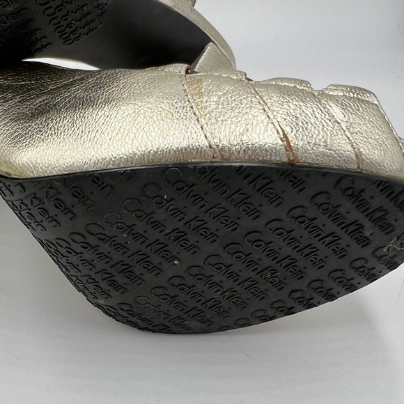 Gold Calvin Klein Heels with Metal Detailing 7.5 - Picture 12 of 12
